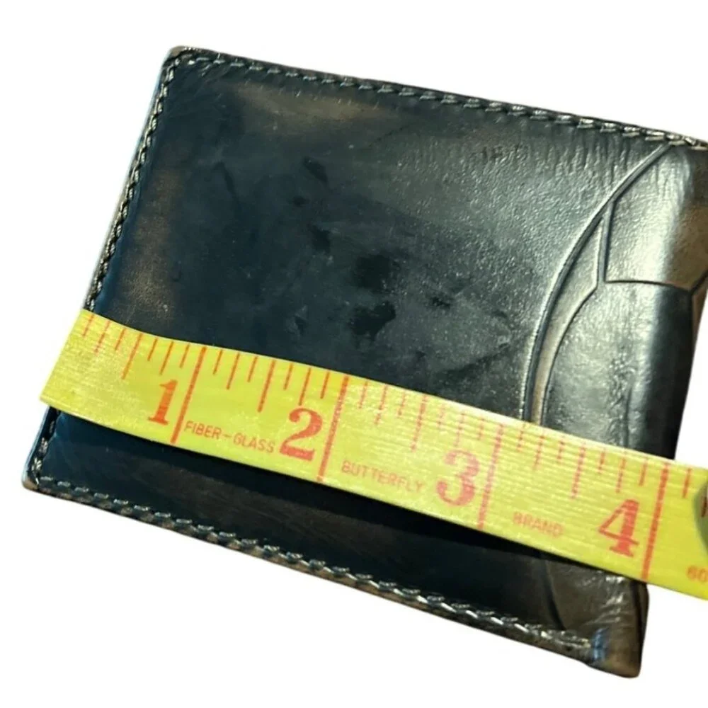 House Of Jack Mens‎ Bifold Leather Wallet Embossed Soccer Ball Design
